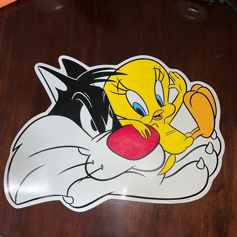 Vintage 1995 Warner Bros Looney Tunes Sylvester the cat & tweety bird placemat